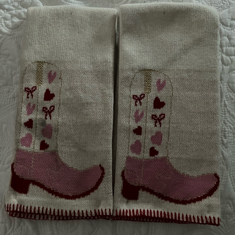 Heart and Boot Design Kitchen Towels